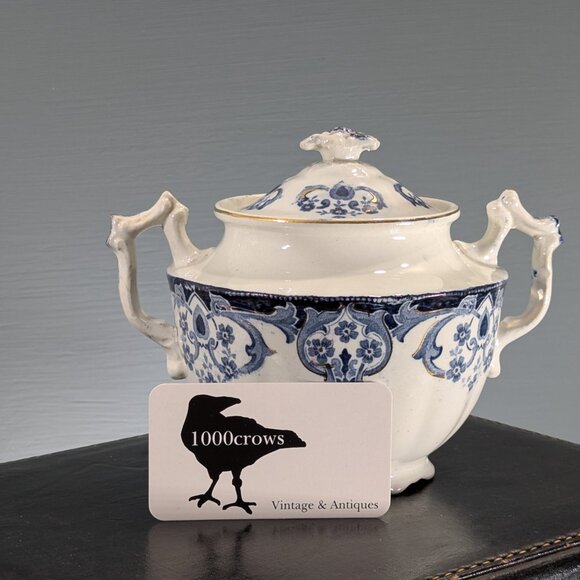 Antique Art Nouveau covered storage jar by Myott Son & Co England Marlboro - Picture 9 of 9